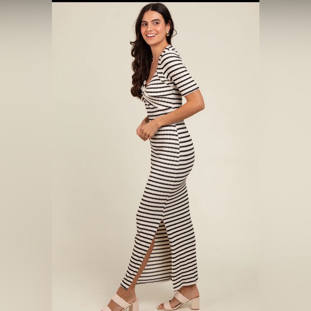 Striped Maternity Maxi Dress